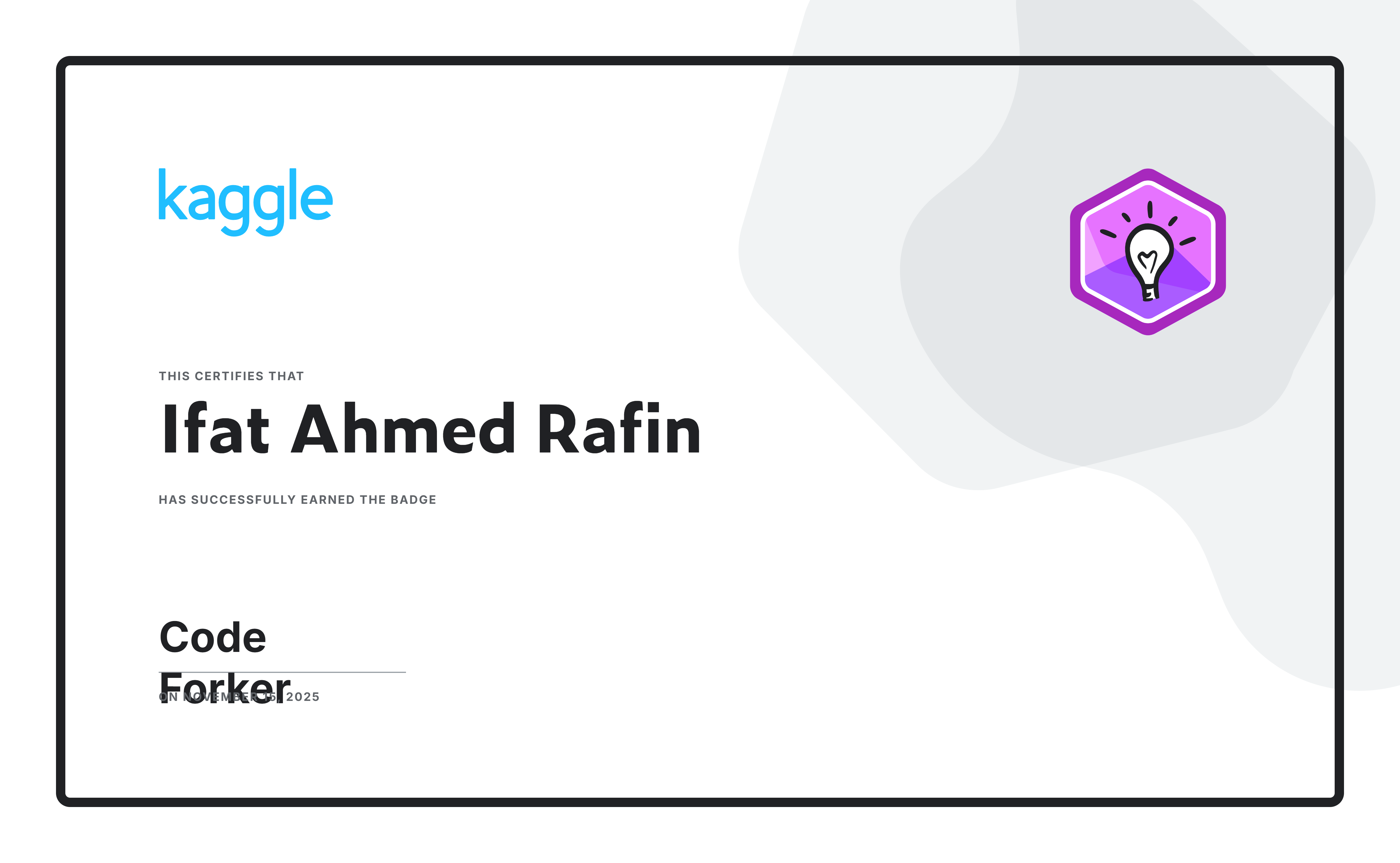 Code Forker Certification with Kaggle